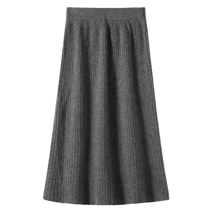 100% Cashmere Skirt Women's Clothes Over Knees Knitwear New Collection High Quality Autumn Winter Soft Warm Straight Long Skirt PlatiNum