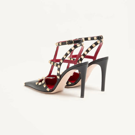 Sandali Estivi da Donna con Tacco Alto e Rivetti Quadrati, Eleganti e Sexy, Sandali da Festa con T-bar, Disponibili anche in Taglie Grandi