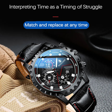 Orologio da uomo Black Warrior autentico alla moda in acciaio inossidabile impermeabile calendario luminoso orologio al quarzo moda maschile orologi regalo platinumshop