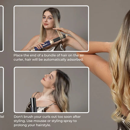 7‑In‑1 Multi‑Functional Hot Air Hair Styling Set,626-1- Curling Wand, Hair Dryer, Straightening Comb, Round Brush, Interchangeable Heads Household Salon Hair Care Styling Instrument
