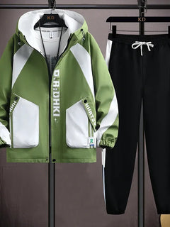 Casual 2-Piece Men's Sets Spring Autumn Streetwear Hooded Jackets & Jogger Tracksuits Outdoor Coats And Drawstring Pant Clothing