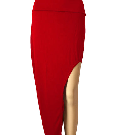 Modische geteilte Röcke Sexy lange Röcke für Damen Offener seitlicher Schlitzrock High-Waist-Rock mit hohem Schlitz Schwarz