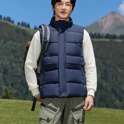 Winter High-density T400 Small-interval Warm Cotton-padded Vest Double Front Flap with Snap Buttons and Zippers