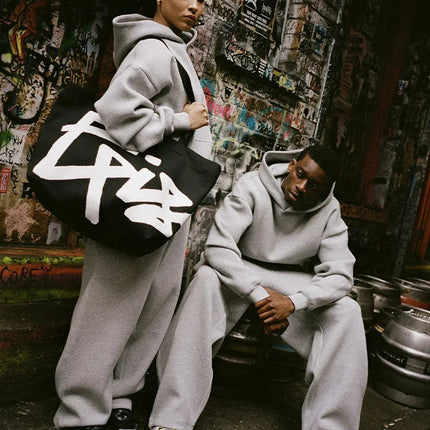 2026 Trendy High Street Retro Casual Streetwear Men's Sports Suit Y2K Harajuku Embroidered Hoodie men Hip-hop Loose Sweatpants PlatiNum