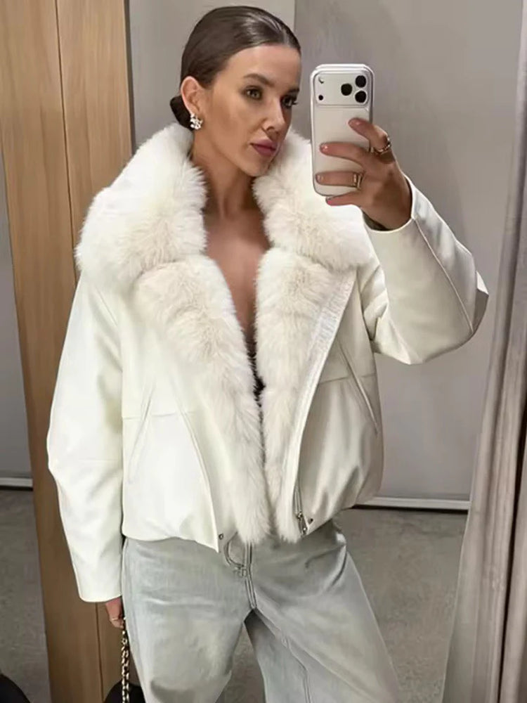 ZADORIN 2026 Detachable Faux Fur Collar Short Parka Winter Jackets Women Elegant Loose Cotton Padded Outerwear Warm Women Coats