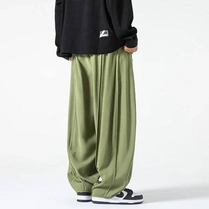 Pantaloni a Gamba Dritta da Uomo, Casual e alla Moda, con Vita Alta Elasticizzata, Stile Harajuku, Larghi, Streetwear, Taglie Fino a 5XL