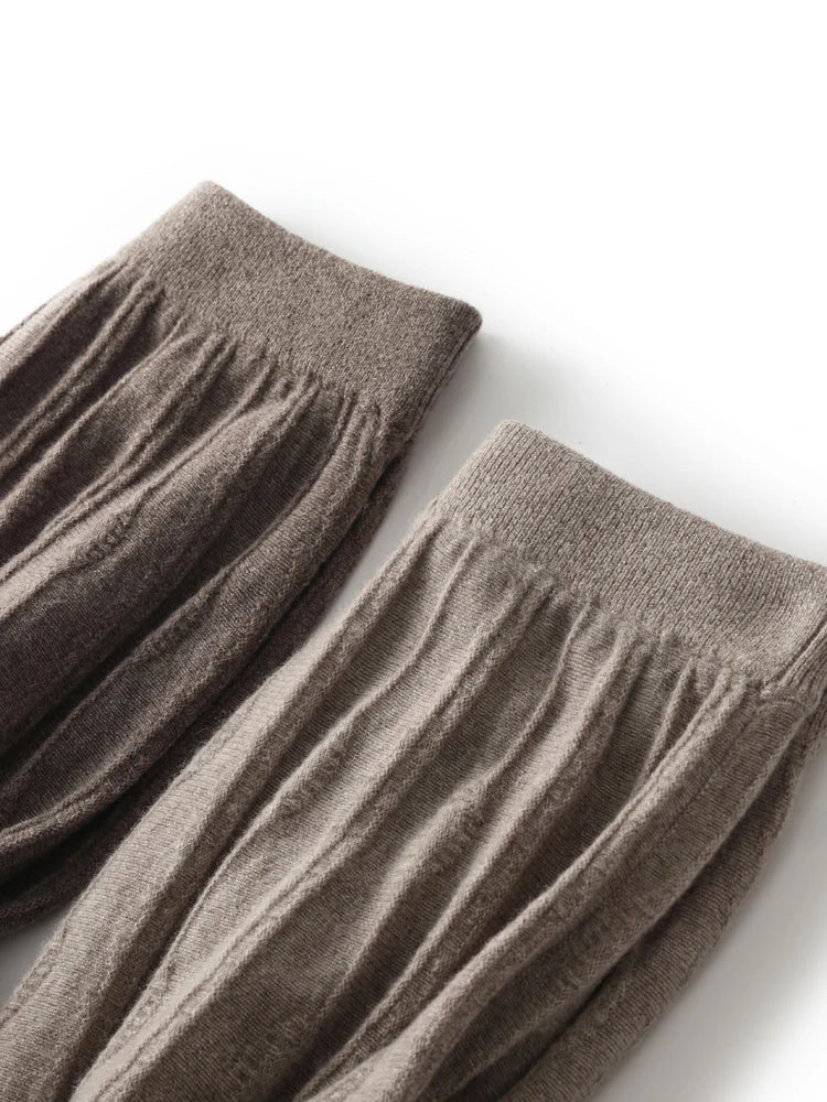 TLOML New Women's 100% Merino Wool Knitwear Wool Skirt Autumn Winter Long Pleated Skirt Grace Soft Warm Comfy Chic Dress Skirt PlatiNum