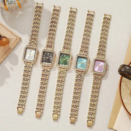 Orologi da donna rettangolari alla moda Orologio da donna al quarzo con strass Orologio da polso con cinturino Reloj Mujer (senza scatola) platinumshop