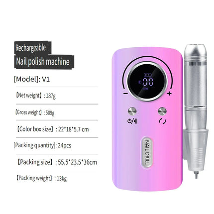 Wireless Portable Rechargeable Electric Nail Polishing Machine New Cordless Nail Surface Polisher Gel Nail Remover Professional Home Salon Manicure Pedicure Care Tool For DIY Nail Art Design
