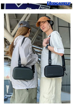 Borsa a tracolla rigida nera, leggera e portatile, per adulti, ideale per il trasporto quotidiano, lo shopping, le brevi camminate all'aperto e l'uso quotidiano.