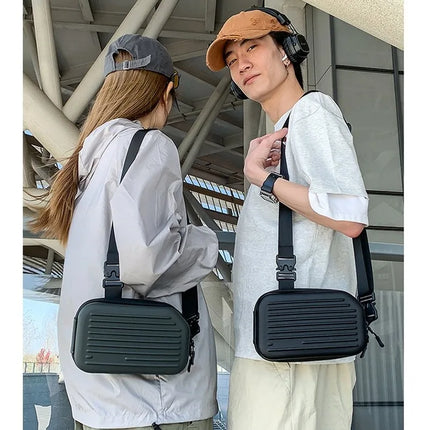 Borsa a tracolla rigida nera, leggera e portatile, per adulti, ideale per il trasporto quotidiano, lo shopping, le brevi camminate all'aperto e l'uso quotidiano.