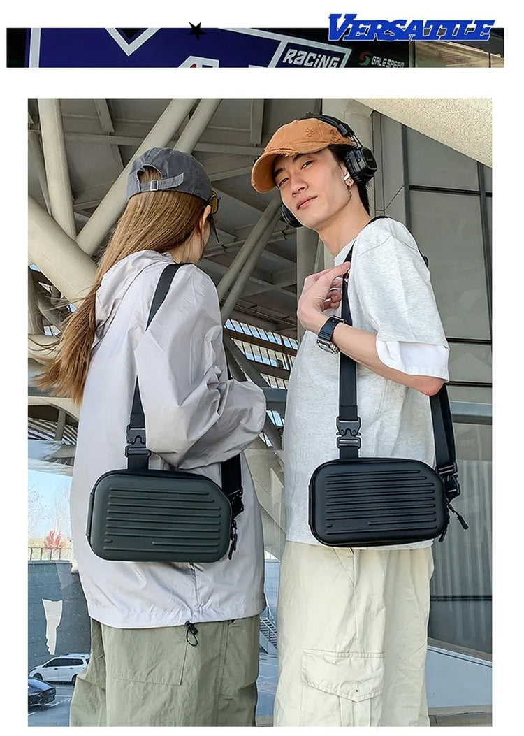 Borsa a tracolla rigida nera, leggera e portatile, per adulti, ideale per il trasporto quotidiano, lo shopping, le brevi camminate all'aperto e l'uso quotidiano.