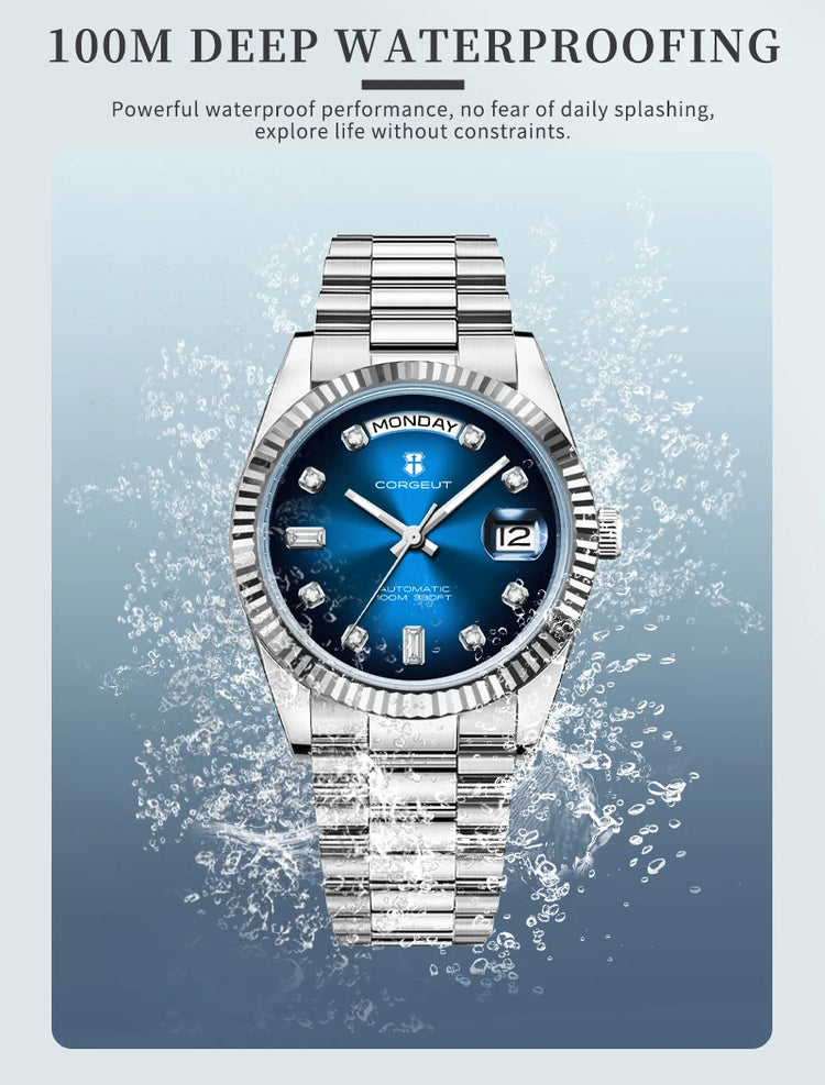 Custom Logo Diy 36/39MM Dial Automatic Mechanical Watches For Man Week Date Type Sapphire Luxury Waterproof Diving Man Watches