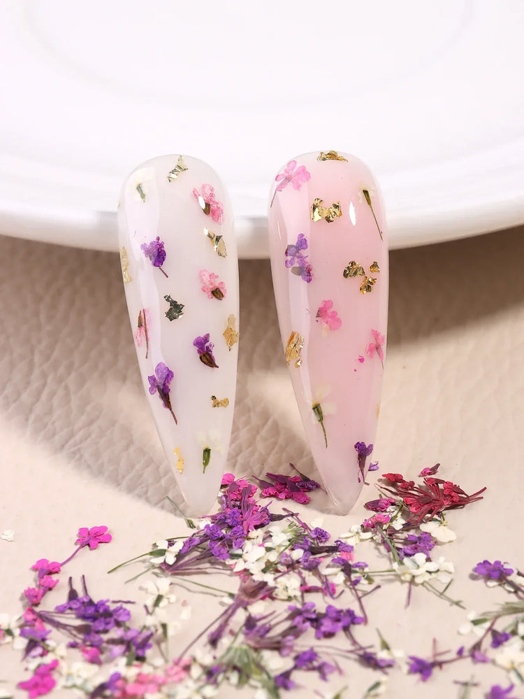 3D Mix Colors Flower Nail Art Sticker Resin - Summer Natural Minced Flowers Decal for Nails Art Accessories&Applique DIY Craft