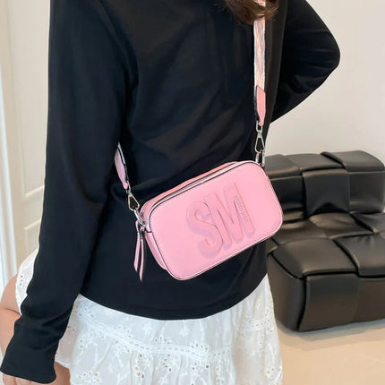Cross-Border Style Camera Bag Fashionable Retro Women's Shoulder Slant Bag Small Square Bag Street Trend PU Material PlatiNum