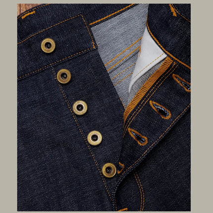 Red Tornado Retro Heavy 18oz Raw Selvedge Denim Pants Sanforized Button Fly High Waist Flap Pocket Carpenter Style Jeans