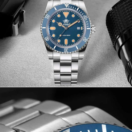 ADDIESDIVE Men's Gift Box Luxury Diver Watch Super Luminous Bubble Mirror Glass Quartz Watch 20Bar Ceramic Bezel Steel Watch