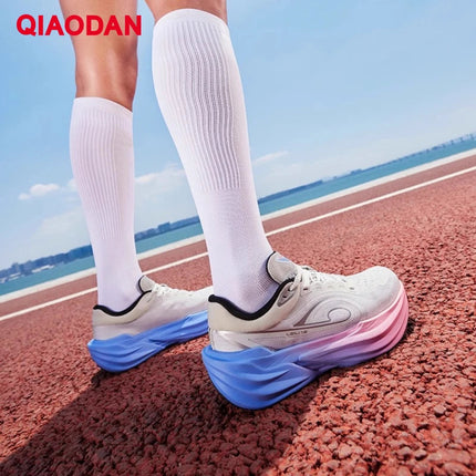 QIAODAN TG1.0 Women's 2026 Marathon Platform Racing Shock Running Shoes Long-distance Soft Rebound Sneakers QDB022253285 PlatiNum