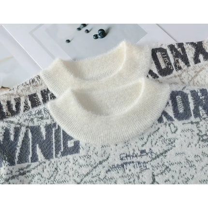 Autumn Winter Men's New Letter Sweater, High-quality Men's Brand Pullover, Warm Knit Tops High Street Trend Base Shirt
