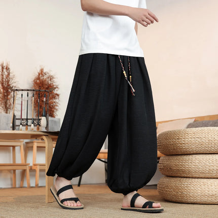 Pantaloni da uomo in seta ghiaccio, stile cinese, vestibilità ampia, alla moda, estivi, casual, sportivi, modello lanterna, taglie forti fino alla 8XL - Offerta imperdibile!