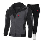 2025 Spring Autumn WTF World Taekwondo Federation Print Men's Popular Splicing Zip Hoodies+Solid Color Drawstring Sweatpants Set PlatiNum