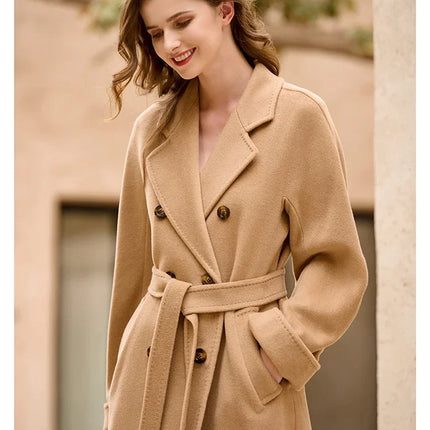 DUTRIEUX Women's Coat Double-sided 10% Cashmere 90% Wool Women's Long Coat Jacket, 2025 Winter New Long Cashmere Coat Women