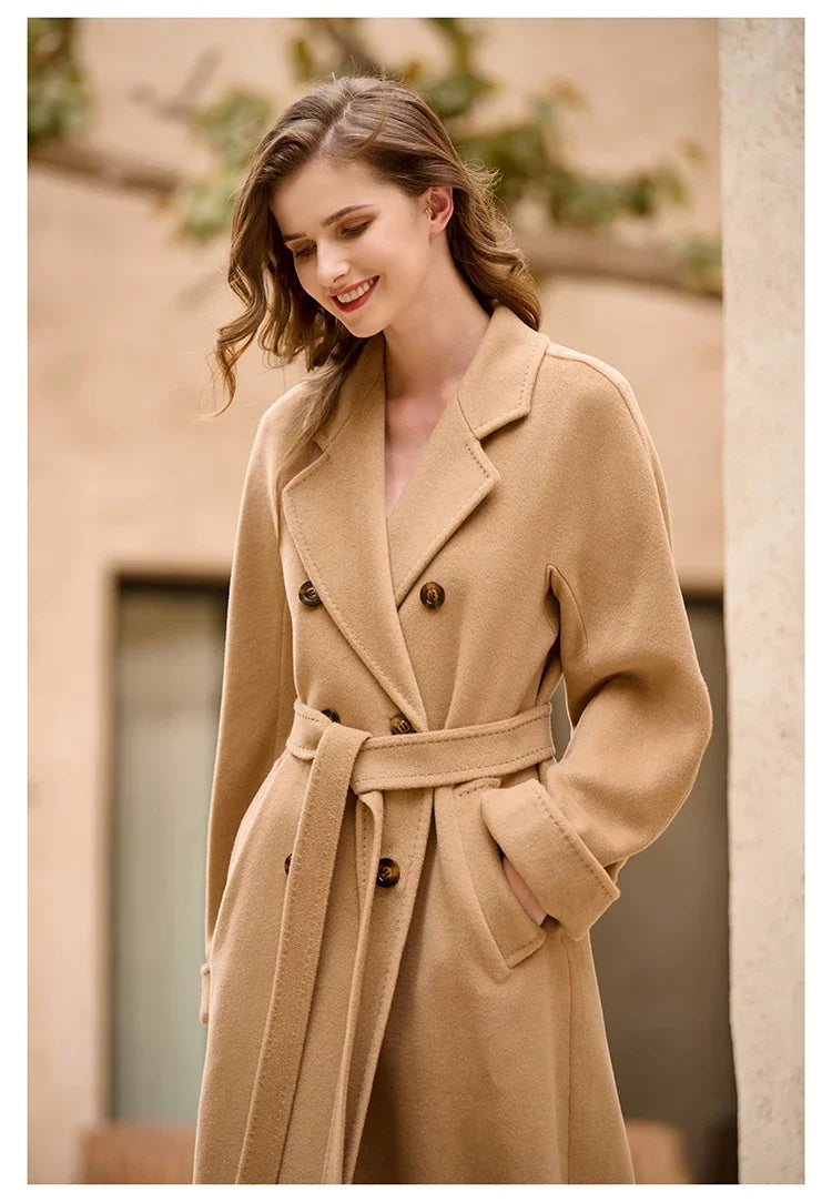 DUTRIEUX Women's Coat Double-sided 10% Cashmere 90% Wool Women's Long Coat Jacket, 2025 Winter New Long Cashmere Coat Women