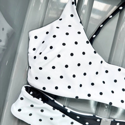 Nuovo Costume da Bagno Bikini a Pois Mini Micro Thong da Donna, Set Due Pezzi K7854 (XS-L) PlatiNum