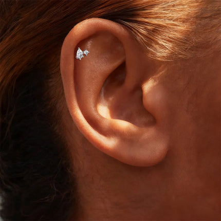 Aide S925 Sterling Silver Moissanite Silver Color Srud Earrings Women Heart Leaf Geometric DIY Ear Bone Sruds Piercing Jewelry PlatiNum