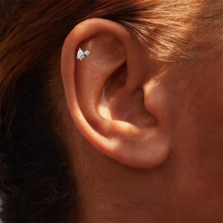 Aide S925 Sterling Silver Moissanite Silver Color Srud Earrings Women Heart Leaf Geometric DIY Ear Bone Sruds Piercing Jewelry PlatiNum