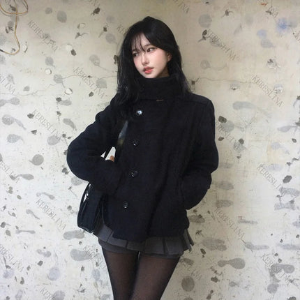 Street Autumn/Winter Solid Color Women's Turtleneck Coat Y2K Hip-Hop Retro Harajuku Cute Casual Fashion Versatile New Women Tops