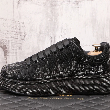 New Style Luxury Men's High Hip-hop Casual Shoes Men Black Fashion Rivets Shoes Italy Fashion Leisure Driving Loafers
