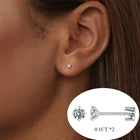 BAMOER Classic Moissanite Earrings, 925 Silver Brilliant 4 Prongs Round Cut Lab Created Diamond Wedding Engagement Earrings PlatiNum