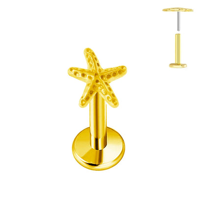 ASTM F136 G23 Orecchino a forma di cuore in titanio 16G 18G 20G Piercing senza filettatura Farfalla Push in Lip Stud Daith Labret Conch platinumshop