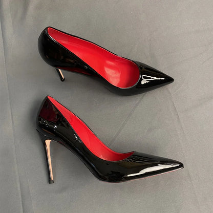 Classic Black Red High Heels Shoes Woman Pumps 12cm Tacones Pointed Toe Stilettos Sexy Deep Cleavage Wedding QKOU011 ROVICIYA