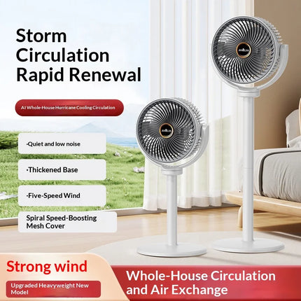 Ventilatore da scrivania verticale 3 in 1, ventilatore silenzioso a 5 velocità per la circolazione dell'aria in tutta la stanza, vento forte e bassa rumorosità, ideale per la casa, il letto