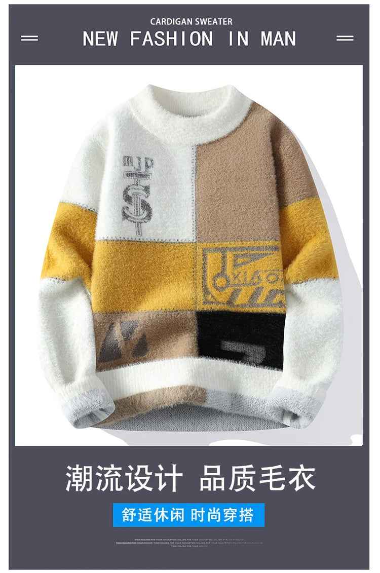 2024 winter new style men's sweater knitted long sleeve Warm Men Fashion Sweaters Thicken Warm wool pullovers Sweater male
