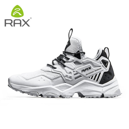 RAX Running Shoes Men&Women Outdoor Sport Shoes Breathable Lightweight Sneakers Air Mesh Upper Anti-slip Natural Rubber Outsole PlatiNum