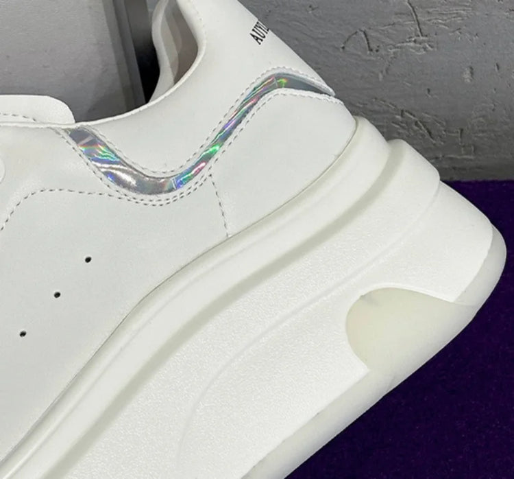 ZXRYXGS 2025 Spring Genuine Leather  Breathable Comfortable Shoes Woman New Thick Sole Wedges Increase Casual Sneakers White