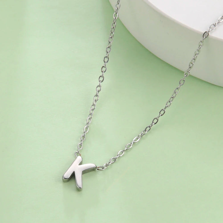 Skyrim Stainless Steel A-Z Initial Letter Necklace for Women Trend Minimalist Alphabet Choker Neck Chain Jewelry Birthday Gift PlatiNum
