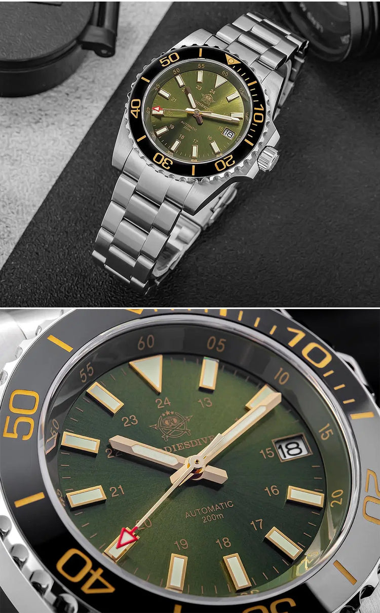 ADDIESDIVE Men's Watch 8215 Mechanical Sapphire Luminous Diving Watch 200m Ceramic Bezel Automatic Watch Clock Gift Watch AD2504