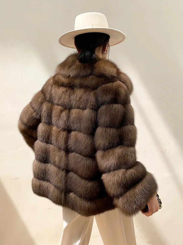ZADORIN Luxury Designer Faux Mink Coat Woman Lapel Furry Brown Faux Fur Coat Woman Clothes Winter Chic Elegant Fluffy Fur Jacket