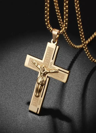 Vintage Christian Ice Crystal Jesus Head Pendant Necklace for Men and Women Cross Catholic Amulet Jewelry PlatiNum