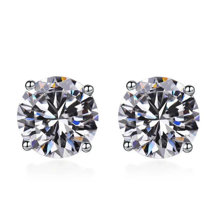 925 Sterling Silver Classic Fashion 4mm 5mm 6mm 7mm 8mm Five Claws Zircon Stud Earrings For Women Men Gift Oorbellen PlatiNum