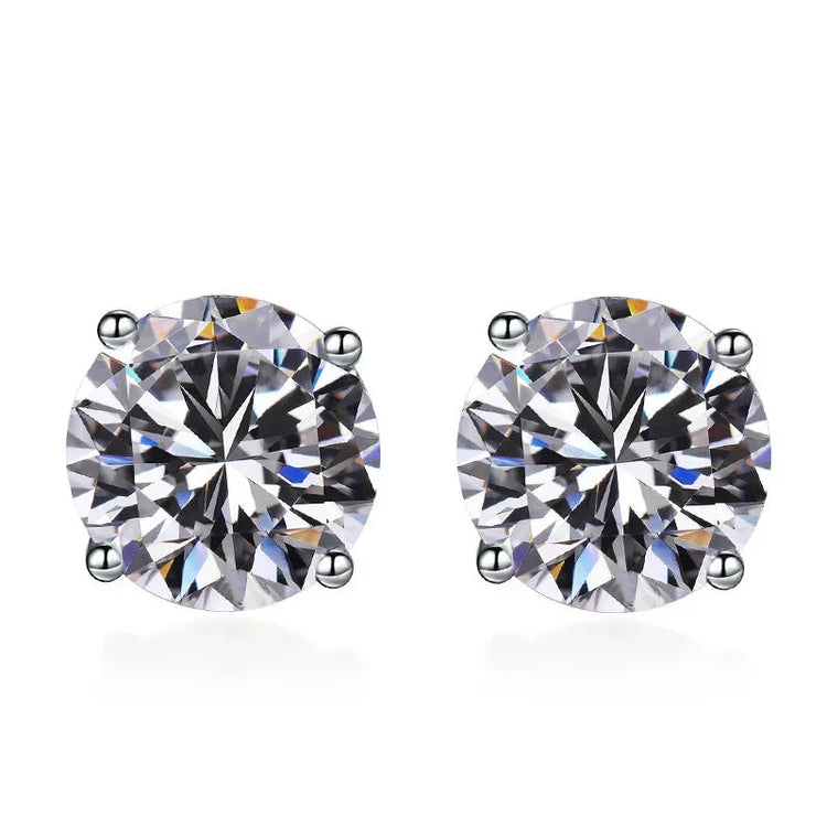 925 Sterling Silver Classic Fashion 4mm 5mm 6mm 7mm 8mm Five Claws Zircon Stud Earrings For Women Men Gift Oorbellen PlatiNum
