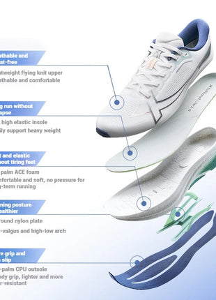 Xtep 2000km Plus Running Shoes 2025 New Spring Lightweight Anti-slip Wear-Resistant Men's Training Jogging Sneakers 875319110001 PlatiNum