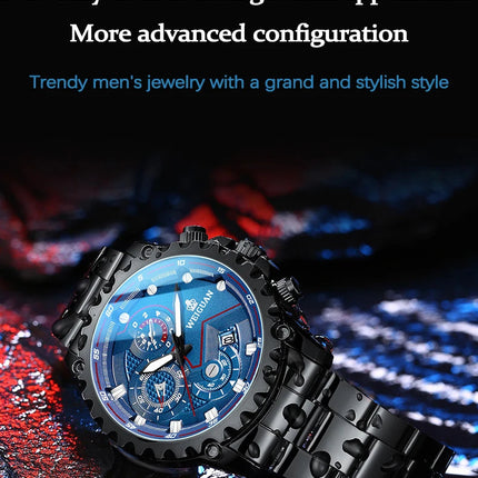Orologio da uomo Black Warrior autentico alla moda in acciaio inossidabile impermeabile calendario luminoso orologio al quarzo moda maschile orologi regalo platinumshop