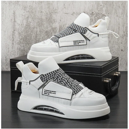 High top White Sneakers Best selling Mens Sneakers With Anti slip Wear resistant Properties Increasing Height by 6 Centimeters