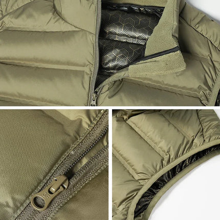 90%White Duck Down Winter Couple Vest Sleeveless Puffer Jacket Graphene Liner Stand Collar Warm Down Gilet Coats Big Size 8XL