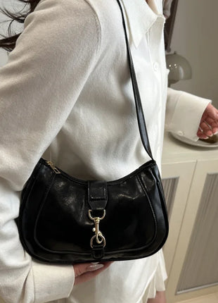Elegante Borsa a Tracolla da Donna - Borsetta Quadrata Retrò con Chiusura a Zip, in Resistente Materiale PU